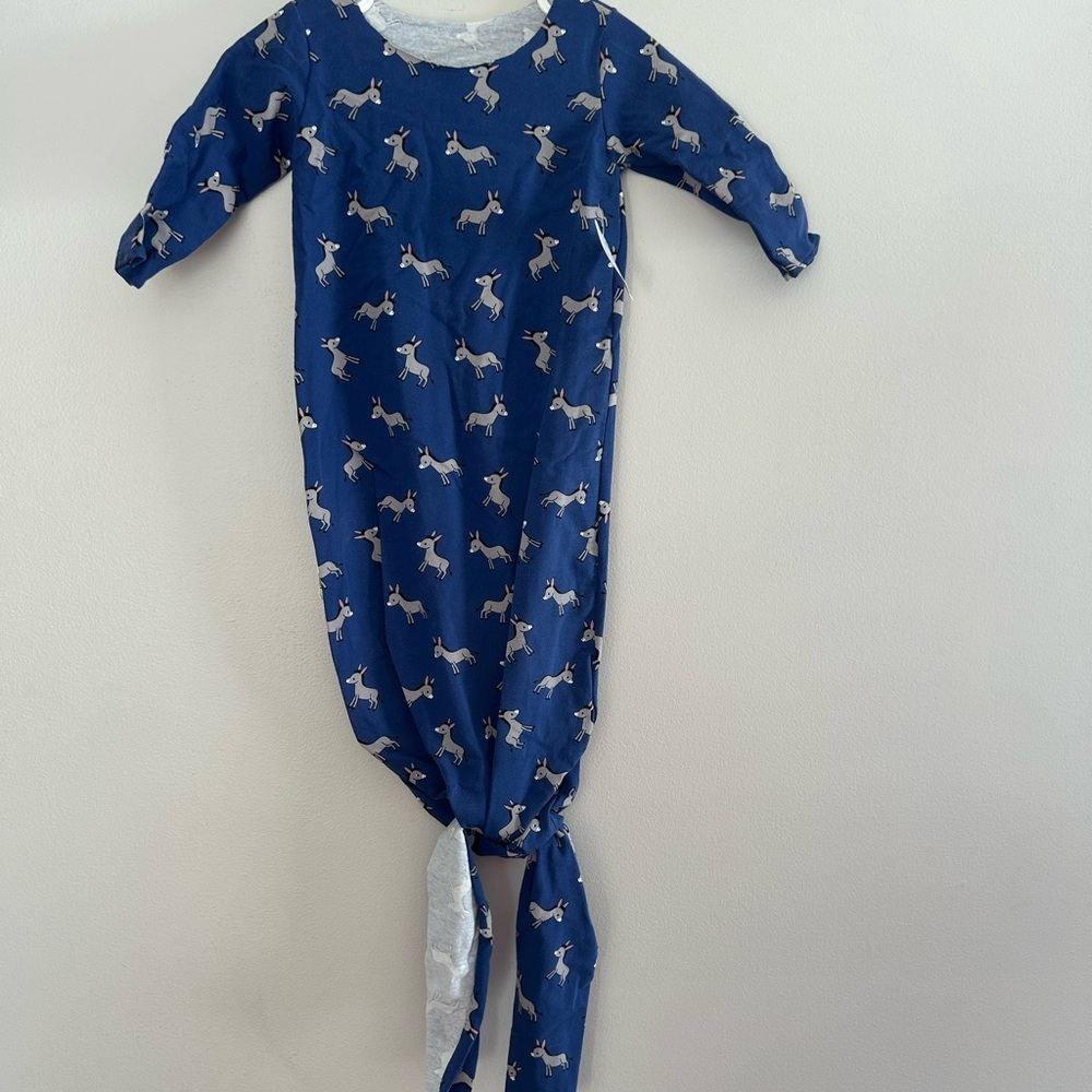 NEW handmade 0/6m blue donkey knotted gown